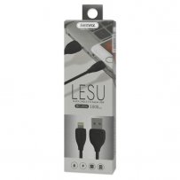 Кабель USB - 8-pin REMAX LESU RC-050i, чёрный пластик штекер, 1м, круглый чёрный ПВХ