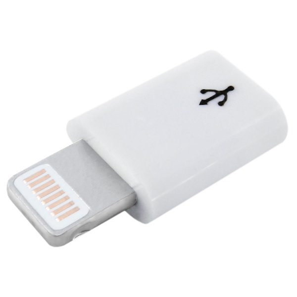 Переходник USB 8-pin (M) - micro-USB (F), №1, Walker, белый