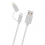 Кабель USB - 8-pin/micro белый пластик штекер, 1м, круглый белый ПВХ, FAST XS-003