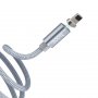 Кабель USB - 8-pin Hoco U40A, магнитный, серый металл штекер, 1 м, круглый серый нейлон