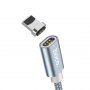 Кабель USB - 8-pin Hoco U40A, магнитный, серый металл штекер, 1 м, круглый серый нейлон