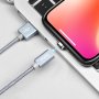 Кабель USB - 8-pin Hoco U40A, магнитный, серый металл штекер, 1 м, круглый серый нейлон