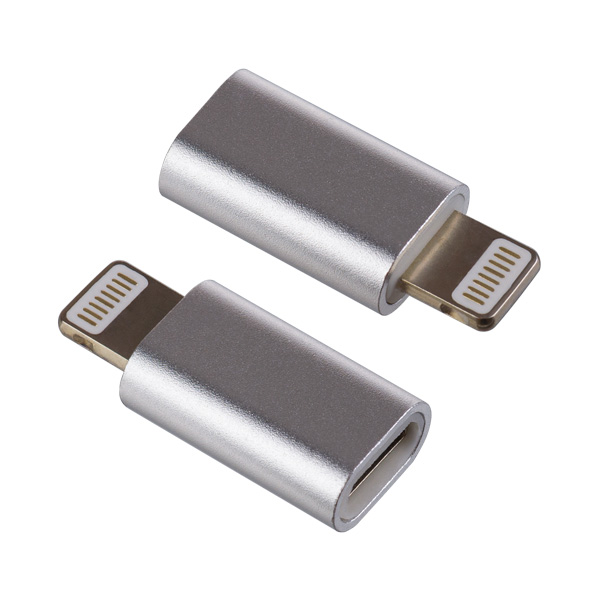 Переходник (I4313) Perfeo - Micro USB розетка - 8-pin (Lightning) вилка, серебро