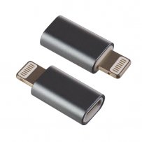 Переходник (I4314) Perfeo - Micro USB розетка - 8-pin (Lightning) вилка, серый