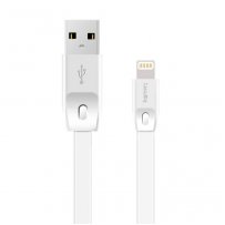 Кабель USB - 8-pin REMAX FULL SPEED RC-001i, белый пластик штекер, 1м, плоский белый ПВХ
