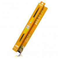 Кабель USB - 8-pin REMAX ALIENS RC-030i, жёлтый пластик штекер, 1м, плоский чёрный ПВХ