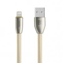 Кабель USB - 8-pin REMAX KNIGHT RC-043i, бежевый металл штекер, 1м, плоский бежевый ПВХ