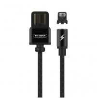 Кабель USB - 8-pin WK WDC-046i, магнитный, чёрный металл штекер 1м, круглый чёрный кожзам