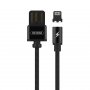 Кабель USB - 8-pin WK WDC-046i, магнитный, чёрный металл штекер 1м, круглый чёрный кожзам