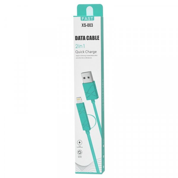 Кабель USB - 8-pin/micro чёрный пластик штекер, 1м, круглый чёрный ПВХ, FAST XS-003