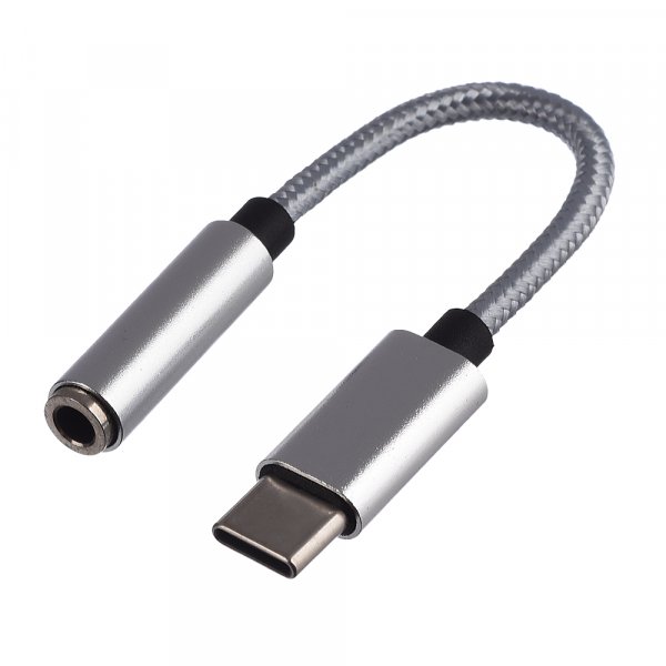 Переходник Jack 3.5мм (F) - Type-C (M) 0.1 м, GoPower, ПВХ с ЦАП белый