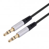 Кабель 3.5 мм Jack (M) - 3.5 мм Jack (M), GoPower, 5.0 м, ПВХ чёрный Premium Zip-Lock c подвесом