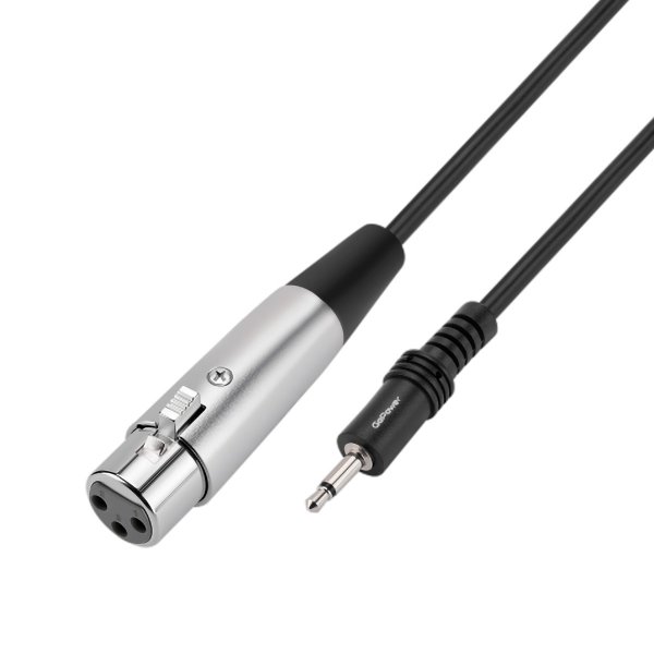 Кабель AUX GoPower Jack 3.5mm (M)-XLR 3м ПВХ черный Premium Zip-Lock c подвесом