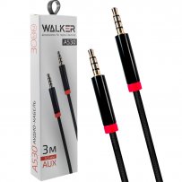 Кабель AUX (3.5x3.5 мм) 4-pin чёрный нейлон, 3м, WALKER WCA-530