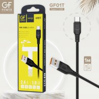 Кабель USB - Type-C GFPoWeR 01T, 1м, 2.4A, чёрный ПВХ (200.800)
