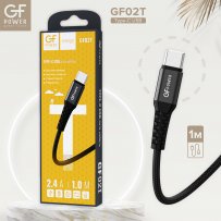 Кабель USB - Type-C GFPoWeR 02T, 1м, 2.4A, чёрный нейлон (200.800)