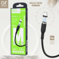 Кабель USB - micro-USB GFPoWeR MAG18M, магнитный, 1м, 2.4A, чёрный ПВХ (200.800)