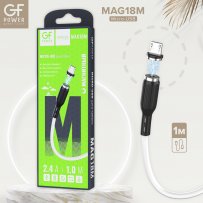 Кабель USB - micro-USB GFPoWeR MAG18M, магнитный, 1м, 2.4A, белый ПВХ (200.800)