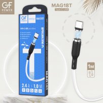 Кабель USB - Type-C GFPoWeR MAG18T, магнитный, 1м, 2.4A, белый ПВХ (200.800)
