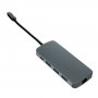 Конвертер Perfeo USB Type-C - Type-C + Ethernet + HDMI + AUX + 3xUSB + SD + TF, (PF-Type-C-23)