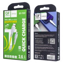 Кабель USB - Type-C GFPoWeR F16T, индикация, 1м, 3.6A, жёлтый ПВХ (120.480)