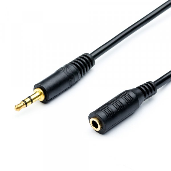Кабель-удлинитель ATcom AT6848 Jack 3.5 мм вилка - Jack 3.5 розетка, чёрный, 3 м.