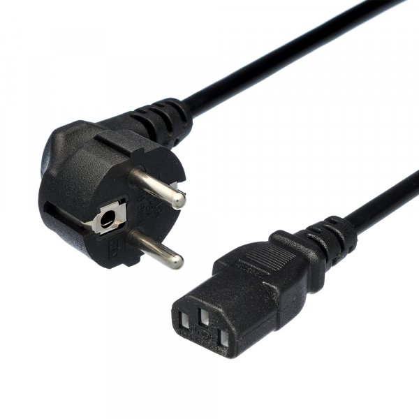Кабель питания GoPower CEE 7/7-C13 (f) (0.75 мм) 3.0 м, чёрный [для компьютера]