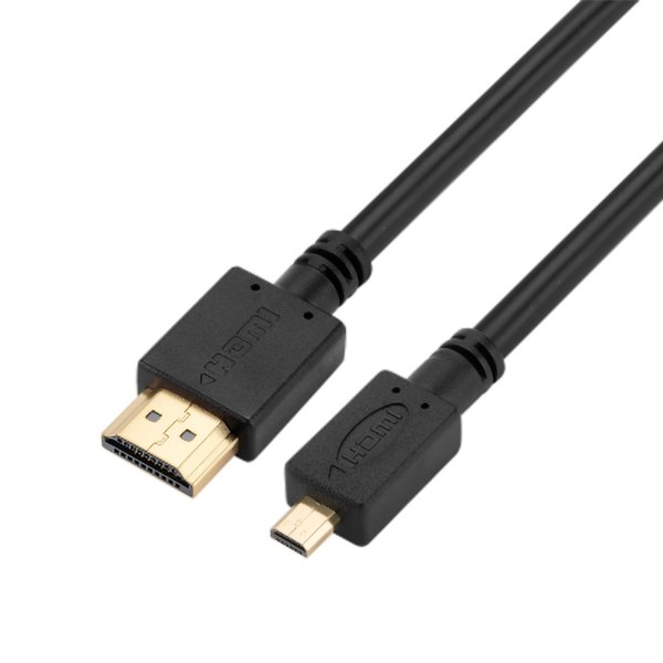 Кабель GoPower HDMI (M)-microHDMI (M) 1м ПВХ ver.2.0 черный Premium Zip-Lock c подвесом