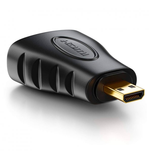 Переходник HDMI (F) - micro HDMI (M) GoPower. ver.1.4 Premium Zip-Lock c подвесом, черный