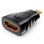 Переходник HDMI (F) - micro HDMI (M) GoPower. ver.1.4 Premium Zip-Lock c подвесом, черный