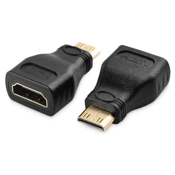 Переходник HDMI (F) - mini HDMI (M) GoPower. ver.1.4 Premium Zip-Lock c подвесом, черный