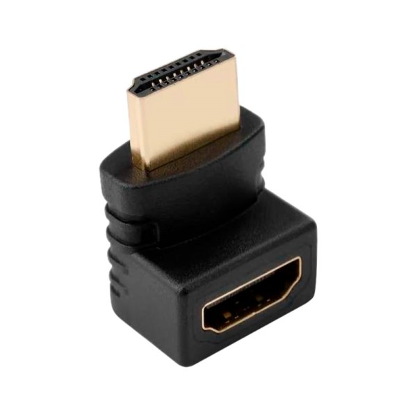 Переходник HDMI (M)- HDMI (F), угловой 4K 60Hz чёрный в пакете