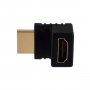 Переходник HDMI (M)- HDMI (F), угловой 4K 60Hz чёрный в пакете