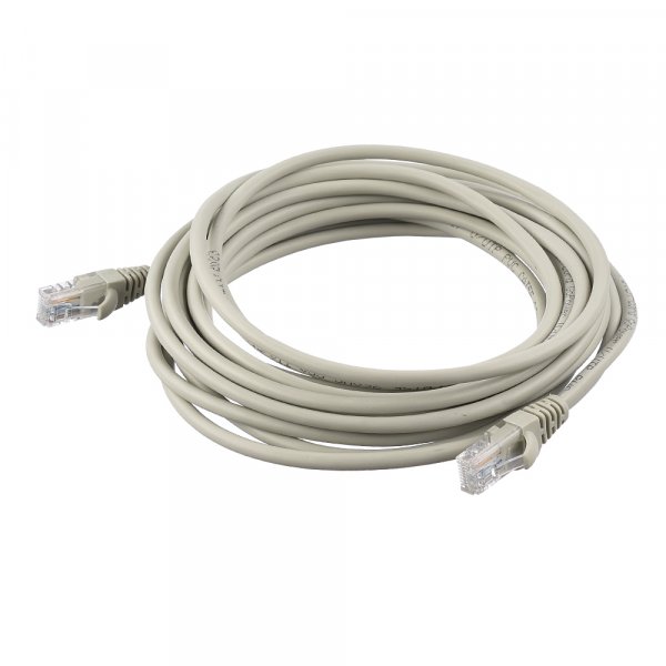 Патч-корд GoPower RJ-45 (m)-RJ-45 (m) 5.0м кат.5е ПВХ 26AWG CCA серый в пакете