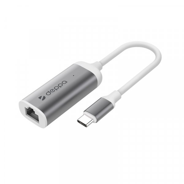 Переходник USB Type-C - Gigabit Ethernet, графит, Deppa