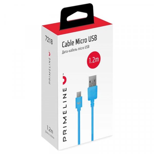 Кабель USB - micro-USB Prime Line, 1.2м, синий
