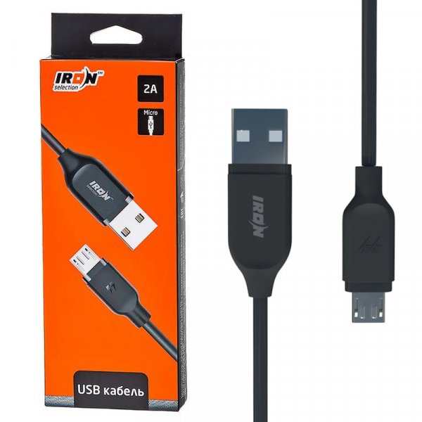 Кабель USB - micro-USB IRON Selection Expert EX-01m, 2 A, чёрный, в коробке