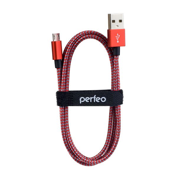 Кабель USB - micro-USB Perfeo U4804, красно-белый, 3 м. (100)