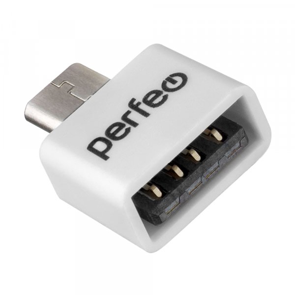 Perfeo adapter USB на micro USB c OTG (PF-VI-O010 White), белый
