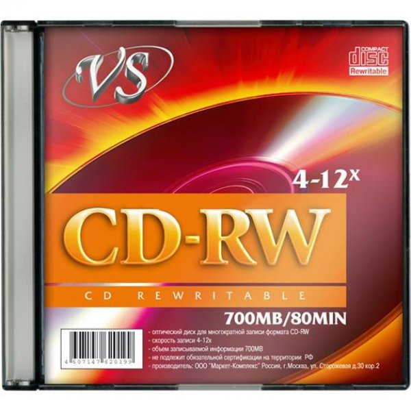 Диск CD-RW SL/5 80 4-12x  VS