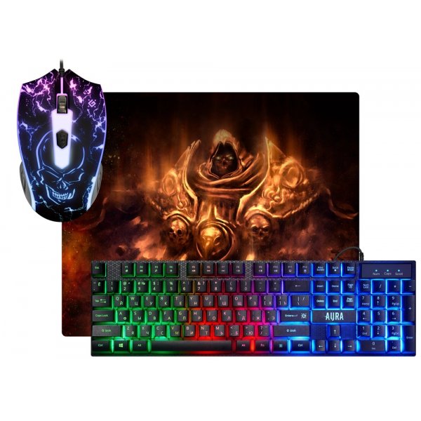 Игровой набор Defender Aura MKP-117 RU, Light, мышь+ клавиатура+коврик, подсветка