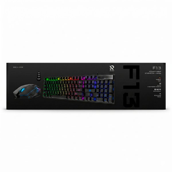 Комплект проводной Smartbuy F13 клавиатура+мышь, игровой, чёрный