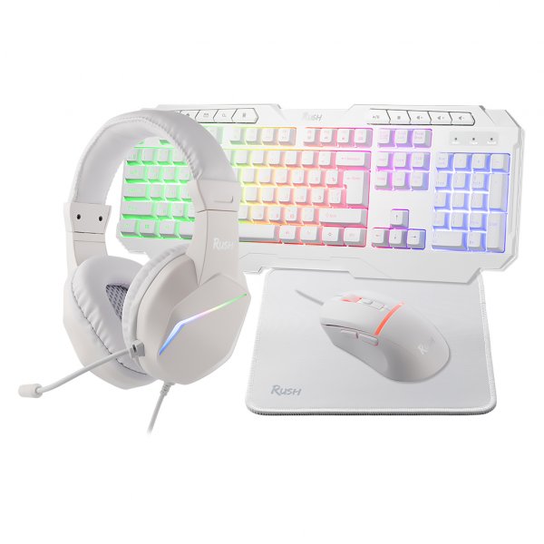 Игровой набор Smartbuy F10, мышь+клавиатура+гарнитура+коврик, белый