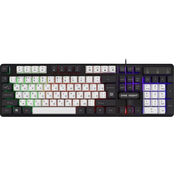 Клавиатура проводная игровая Defender Dark Knight GK-077 RU, радужная подсветка, бело-чёрный