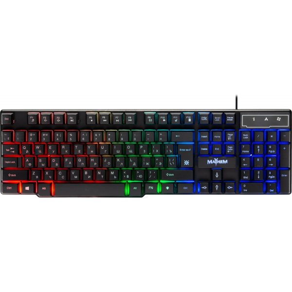 Клавиатура проводная игровая Defender Mayhem GK-360DL RU, RGB подсветка, 19 Anti-Ghost, чёрный