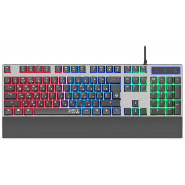 Клавиатура проводная игровая Defender Riddle GK-405 RU, 104кн+FN, 1,5м, радуж. подсветка, чёрный