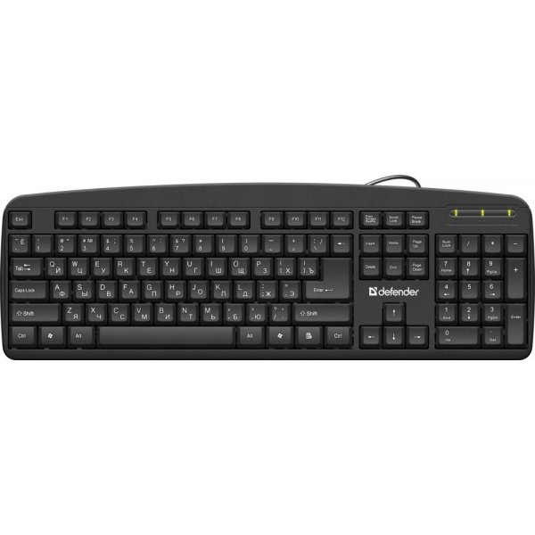 Клавиатура проводная Defender Office HB-910 USB RU, полноразмерная, чёрный