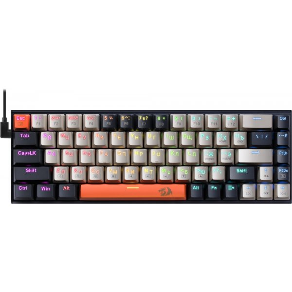Клавиатура проводная игровая Redragon Ryze RU, RGB, 68 клавиш, чёрный