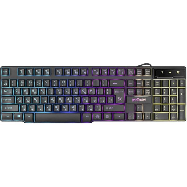Клавиатура проводная игровая Defender Mayhem GK-360DL RU, RGB подсветка, 19 Anti-Ghost, чёрный