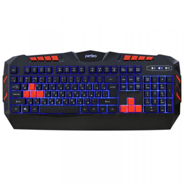 Клавиатура проводная игровая Perfeo PF-9220-GM "Legion", подсветка 3 цвета, мультимедиа, USB, чёрный